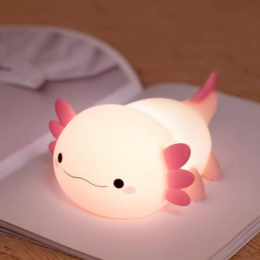 Cute Axolotl Night Light Silicone Nursery Sleeping Lamp Touch Control